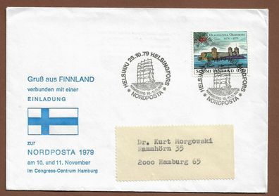 Schiffspost-Finnland-Gruß aus Finnland mit Einladung zur Nordposta 1979-