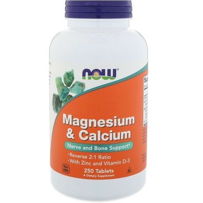 Now Foods, Magnesium & Kalzium, 250 Tabletten