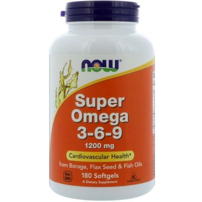 Now Foods, Super Omega 3 - 6 - 9, 1200 mg, 180 Gelkapseln