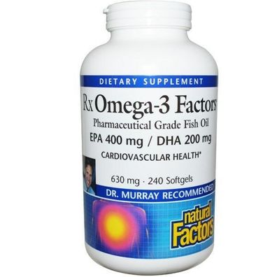 Natural Factors, Rx Omega-3 Factors, 630 mg, 240 Softgels