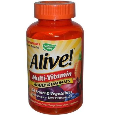 Nature's Way, Alive!, Adult Multi-Vitamin, Fruit Flavors, 90 Gummies