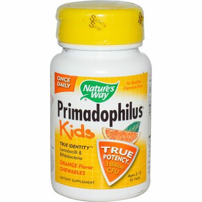 Nature's Way, Primadophilus, Kids, Orange Flavor Chewables, Ages 2-12, 30 Tablet