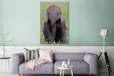 Leinwandbilder - 90x140 cm - Porträt eines Elefantenbabys (Gr. 90x140 cm)