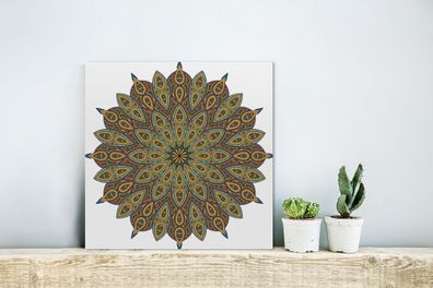 Glasbilder - 20x20 cm - Mandala mit Blattform (Gr. 20x20 cm)