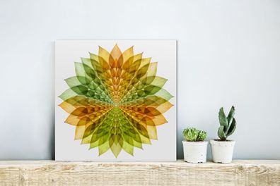 Glasbilder - 20x20 cm - Mandala mit Blattformen (Gr. 20x20 cm)