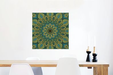 Glasbilder - 50x50 cm - Mandala mit Blumendetails (Gr. 50x50 cm)