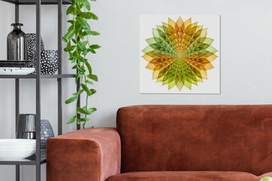 Leinwandbilder - 50x50 cm - Mandala mit Blattformen (Gr. 50x50 cm)