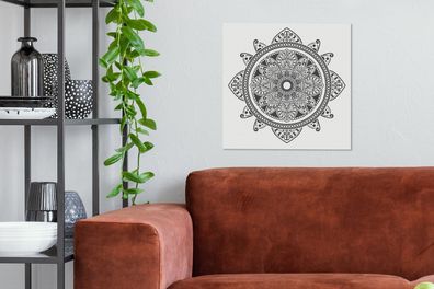 Leinwandbilder - 50x50 cm - Mandala Blumenmuster (Gr. 50x50 cm)