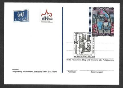 Ganzsache-UNO Wien-Sozialgipfel 1995-Menschenrechte-gestempelt-
