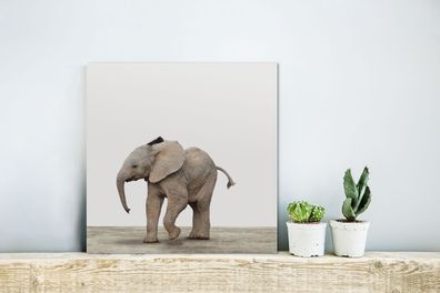 Glasbilder - 20x20 cm - Babyzimmer - Baby-Elefant - Elefantenkind - Kinderzimmer - Mä