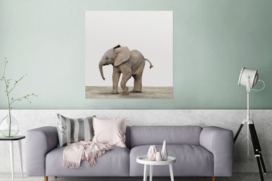 Glasbilder - 90x90 cm - Babyzimmer - Baby-Elefant - Elefantenkind - Kinderzimmer - Mä