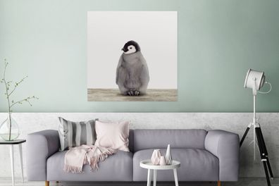 Glasbilder - 90x90 cm - Babyzimmer - Pinguin - Mädchenzimmer - Kinderzimmer