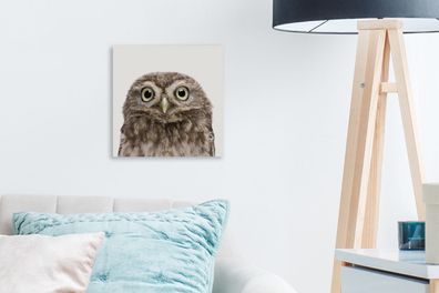 Leinwandbilder - 20x20 cm - Eule - Porträt - Augen - Vogel - Kinderzimmer - Babyzimme