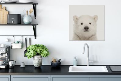 Leinwandbilder - 50x50 cm - Babyzimmer - Eisbärenbaby - Kinderzimmer (Gr. 50x50 cm)