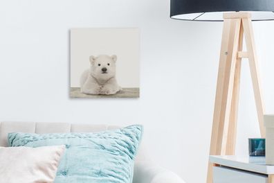 Leinwandbilder - 20x20 cm - Eisbärenjunge - Baby-Eisbär - Kinderzimmer - Babyzimmer