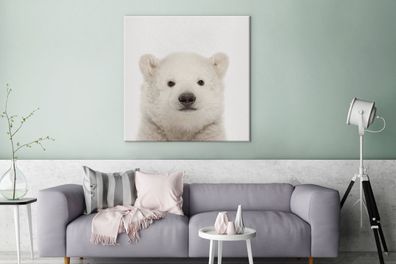 Leinwandbilder - 90x90 cm - Babyzimmer - Eisbärenbaby - Kinderzimmer (Gr. 90x90 cm)