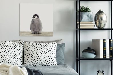Leinwandbilder - 50x50 cm - Babyzimmer - Pinguin - Mädchenzimmer - Kinderzimmer