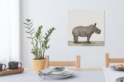Leinwandbilder - 50x50 cm - Baby Nashorn - Süß - Kinderzimmer - Jungenzimmer - Mädche