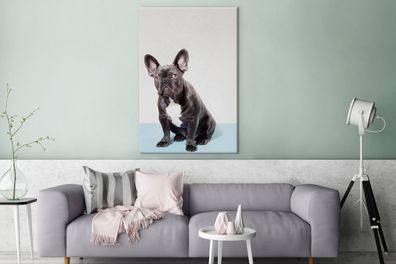 Leinwandbilder - 80x120 cm - Französische Bulldogge - Portrait - Schwarz