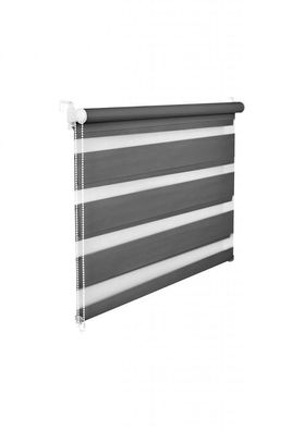 Doppelrollo Duorollo 70 cm breit 150 cm lang grafit inkl. Seilzug Fensterroll...