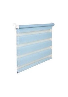 Doppelrollo Duorollo 85 cm breit 200 cm lang hellblau blau inkl. Seilzug Fens...