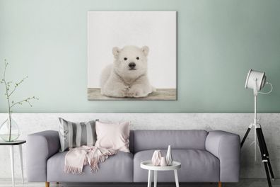 Leinwandbilder - 90x90 cm - Eisbärenjunge - Baby-Eisbär - Kinderzimmer - Babyzimmer