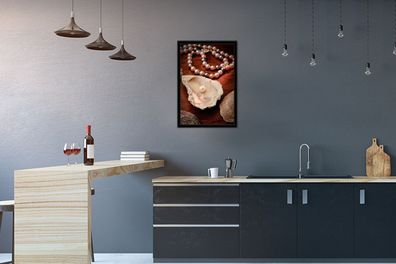 Poster - 40x60 cm - Perlenkette entlang der Auster (Gr. 40x60 cm)