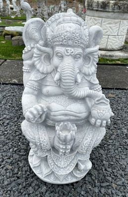 Steinfigur Ganesha 60 cm hoch Tempelwächter Buddha Elefant Steinguss