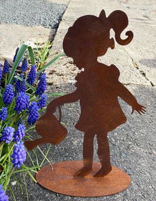 Mädchen Lena mit Gießkanne 35cm Rost Edelrost Menschen Kind Metall Rostfigur