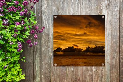 Gartenposter - 50x50 cm - Luftaufnahme Sonnenuntergang auf Isla Mujeres