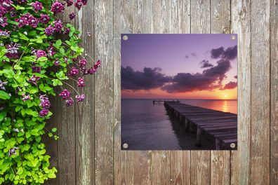 Gartenposter - 100x100 cm - Pier mit Holzpromenade auf Isla Mujeres (Gr. 100x100 cm)