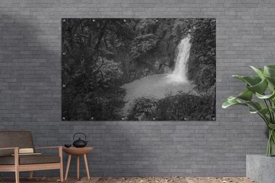 Gartenposter - 180x120 cm - Türkisfarbenen Wasserfall im Regenwald von Costa Rica in