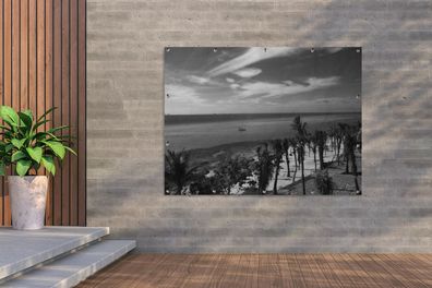 Gartenposter - 160x120 cm - Ozean auf der Insel Isla Mujeres - Schwarz und Weiß