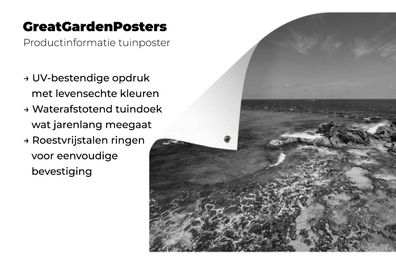 Gartenposter - 160x120 cm - Isla Mujeres mit Meerblick - Schwarz und Weiß