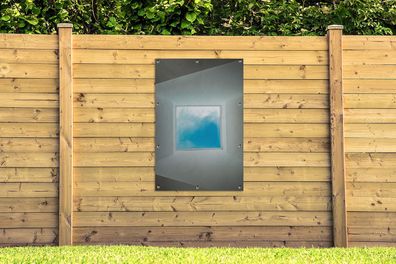 Gartenposter - 80x120 cm - Minimalistischer Blick aus dem Fenster (Gr. 80x120 cm)