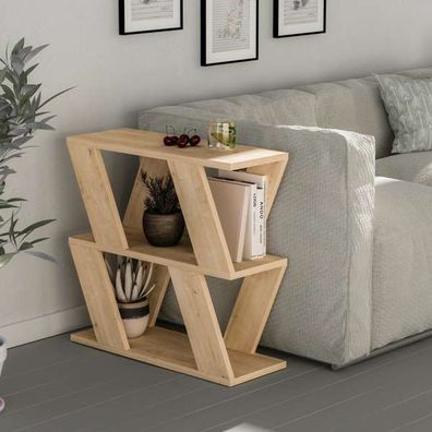 Lazena Beistelltisch mit Zeitschriftenregal für Wohnzimmer und Büro - Eiche -