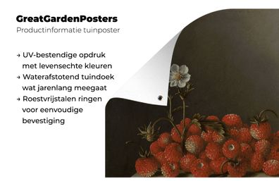Gartenposter - 120x160 cm - Stillleben mit Walderdbeeren - Gemälde von Adriaen Coorte