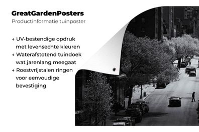 Gartenposter - 180x120 cm - Ruhige Straße in New York in schwarz und weiß