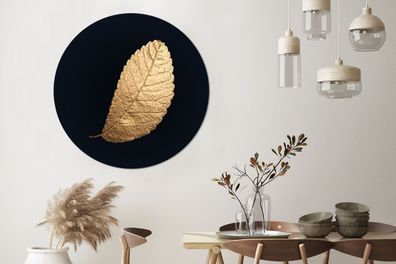 Runde Wandbilder - 140x140 cm - Gold - Blatt - Schwarz (Gr. 140x140 cm)