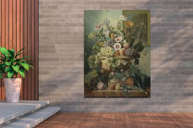 Gartenposter - 120x160 cm - Stilleben mit Blumen und Obst - Gemälde von Eelke Jelles