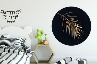 Runde Wandbilder - 140x140 cm - Pflanzen - Gold - Schwarz (Gr. 140x140 cm)