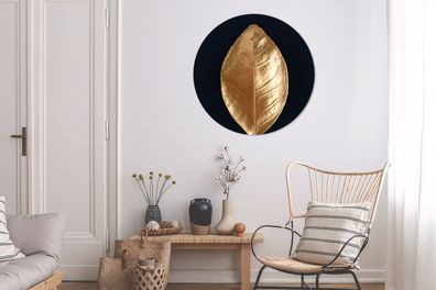 Runde Wandbilder - 90x90 cm - Blätter - Luxus - Gold (Gr. 90x90 cm)