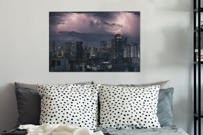 Leinwandbilder - 90x60 cm - Gewitter über Bangkok (Gr. 90x60 cm)
