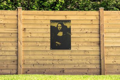 Gartenposter - 60x90 cm - Mona Lisa - Leonardo da Vinci - Gelb - Schwarz
