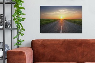 Leinwandbilder - 60x40 cm - Sonnenaufgang über der Straße (Gr. 60x40 cm)