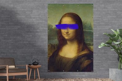 Gartenposter - 120x180 cm - Mona Lisa - Leonardo da Vinci - Blau - Alte Meister