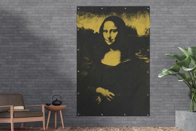 Gartenposter - 120x180 cm - Mona Lisa - Leonardo da Vinci - Gelb - Schwarz