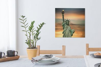 Leinwandbilder - 50x50 cm - New York - Freiheitsstatue - Sonnenuntergang