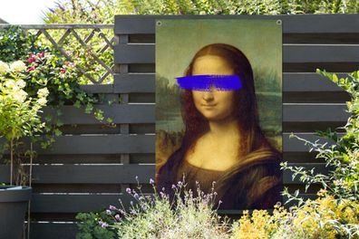 Gartenposter - 80x120 cm - Mona Lisa - Leonardo da Vinci - Blau - Alte Meister