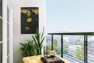 Gartenposter - 40x60 cm - Mona Lisa - Leonardo da Vinci - Gelb - Schwarz